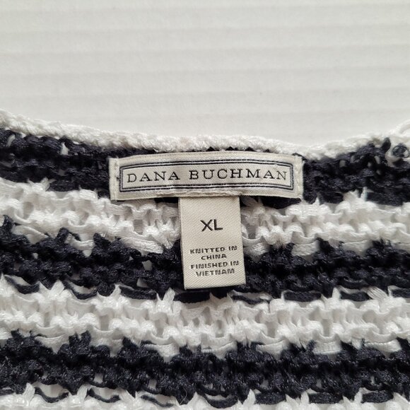 Dana Buchman sweater black and white striped plus size XL pull over v-neck loose - Picture 9 of 13
